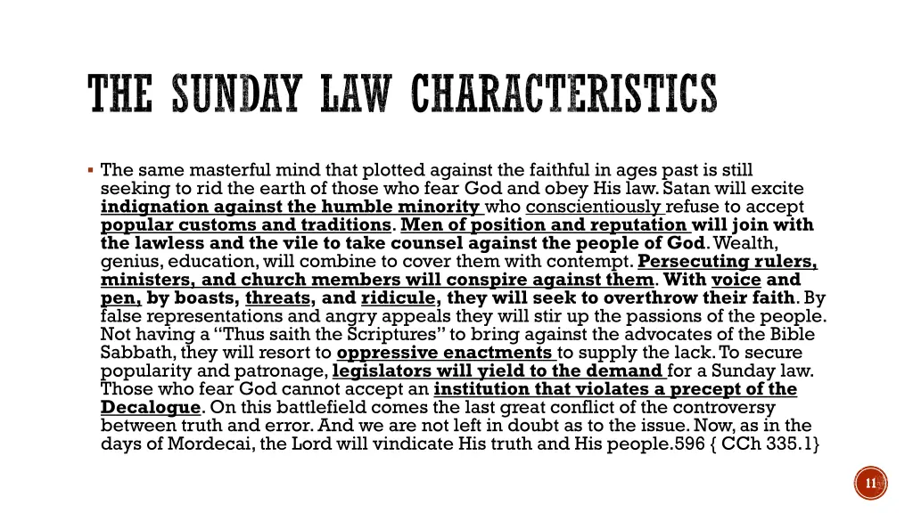 the sunday law characteristics