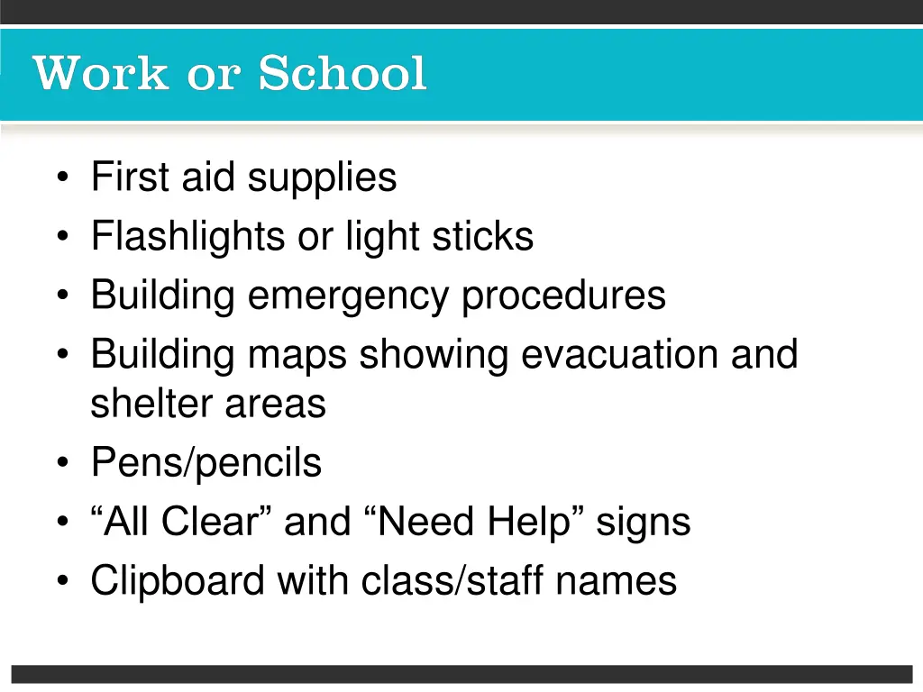 first aid supplies flashlights or light sticks