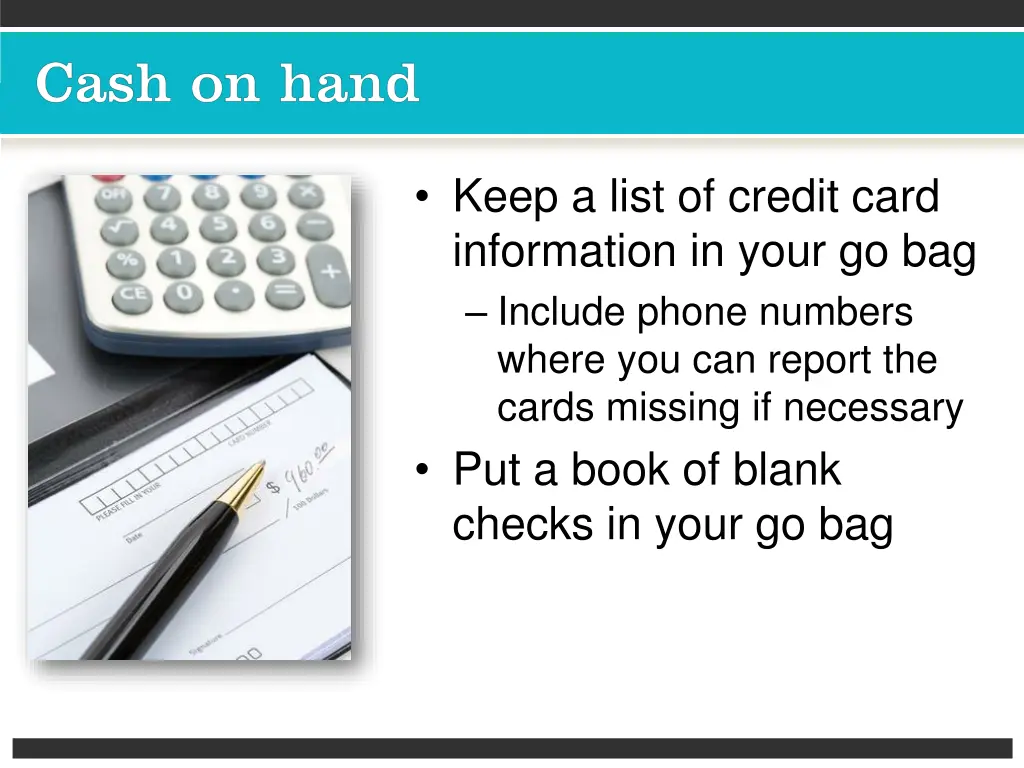 keep a list of credit card information in your