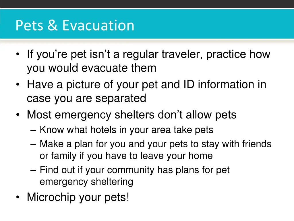 pets evacuation