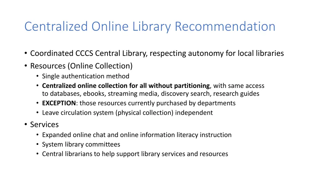 centralized online library recommendation