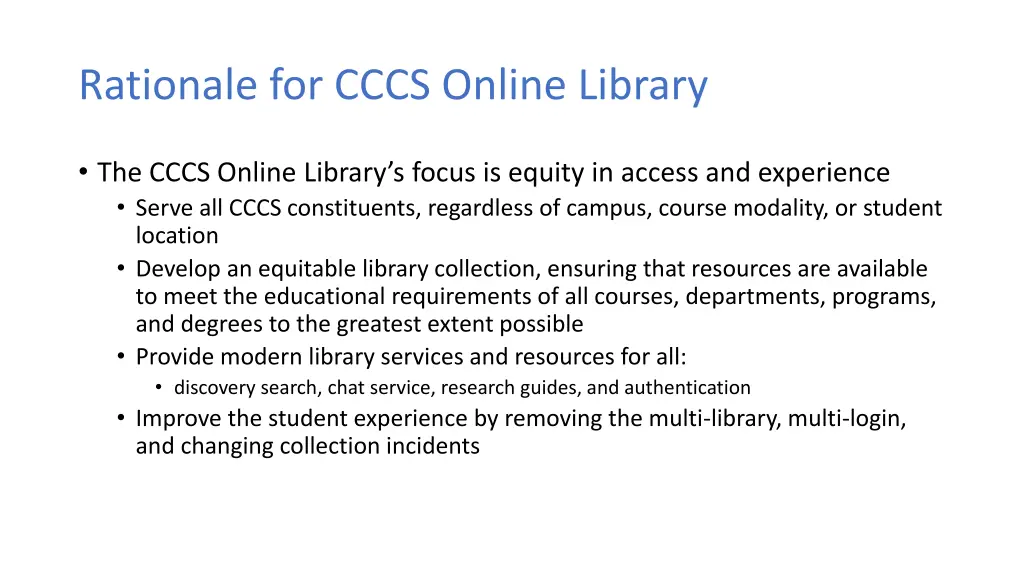 rationale for cccs online library