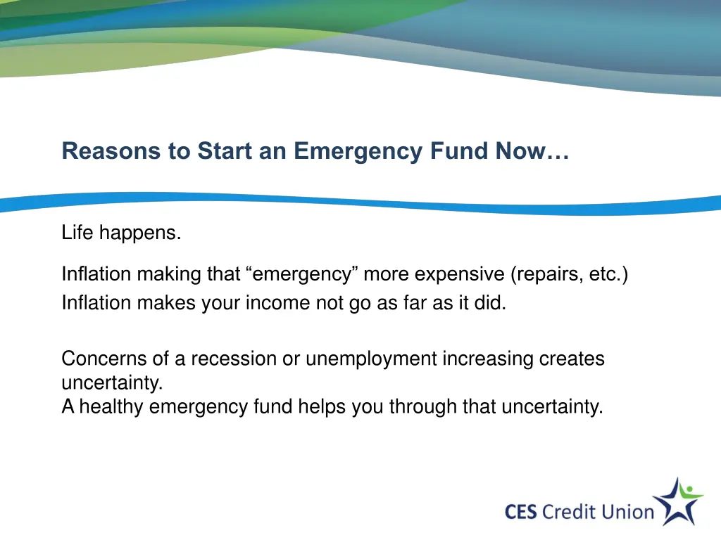 reasons to start an emergency fund now