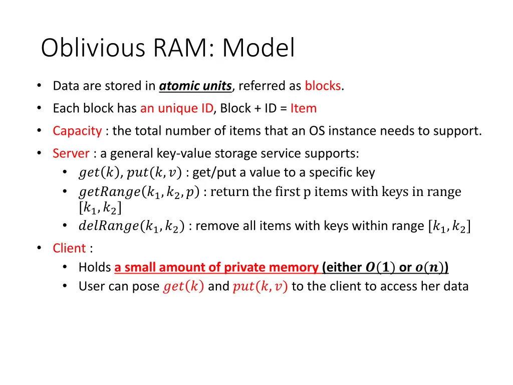 oblivious ram model