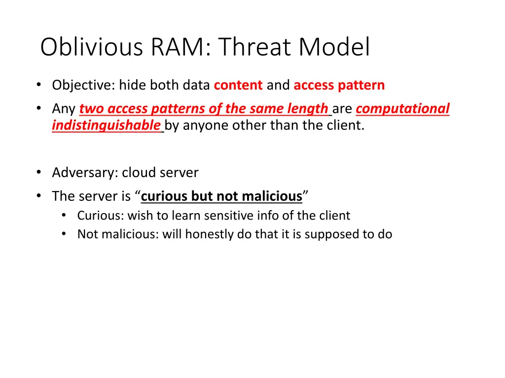 oblivious ram threat model