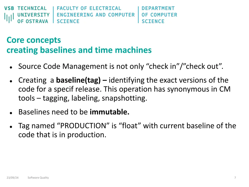 core concepts creating baselines and time machines