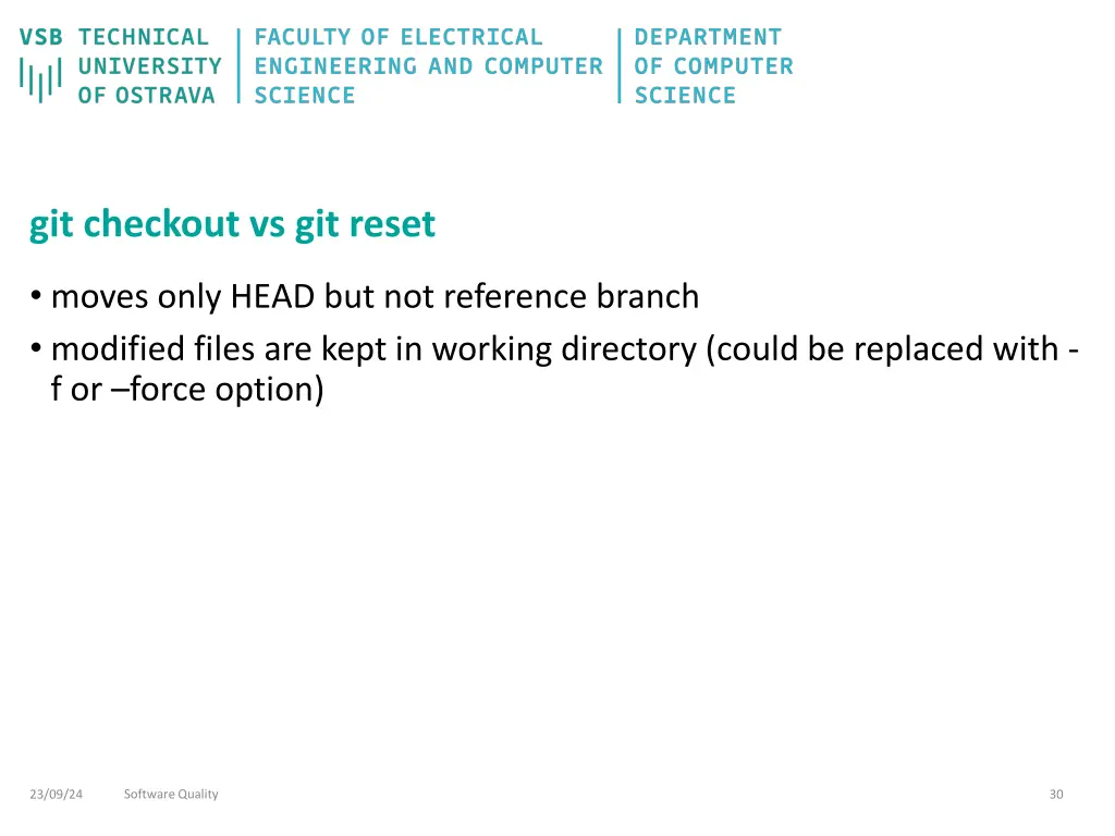 git checkout vs git reset