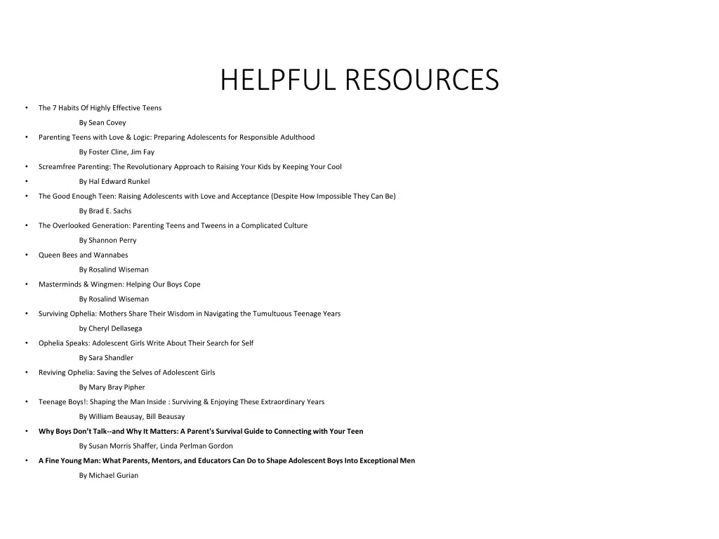 helpful resources