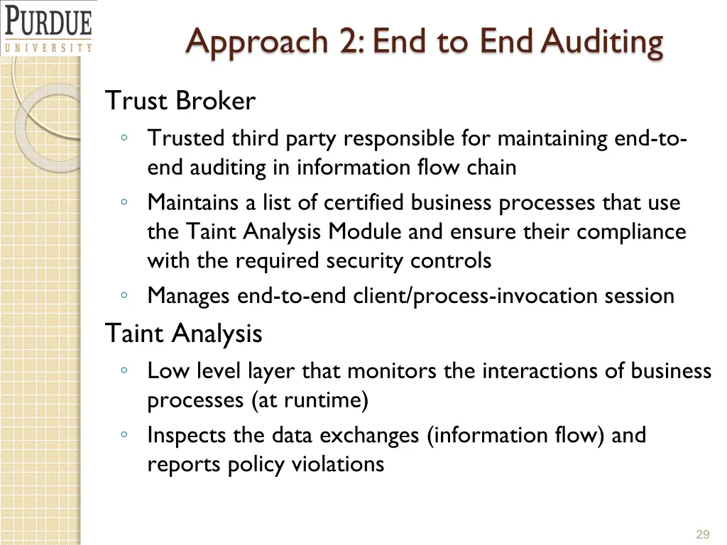 approach 2 end to end auditing