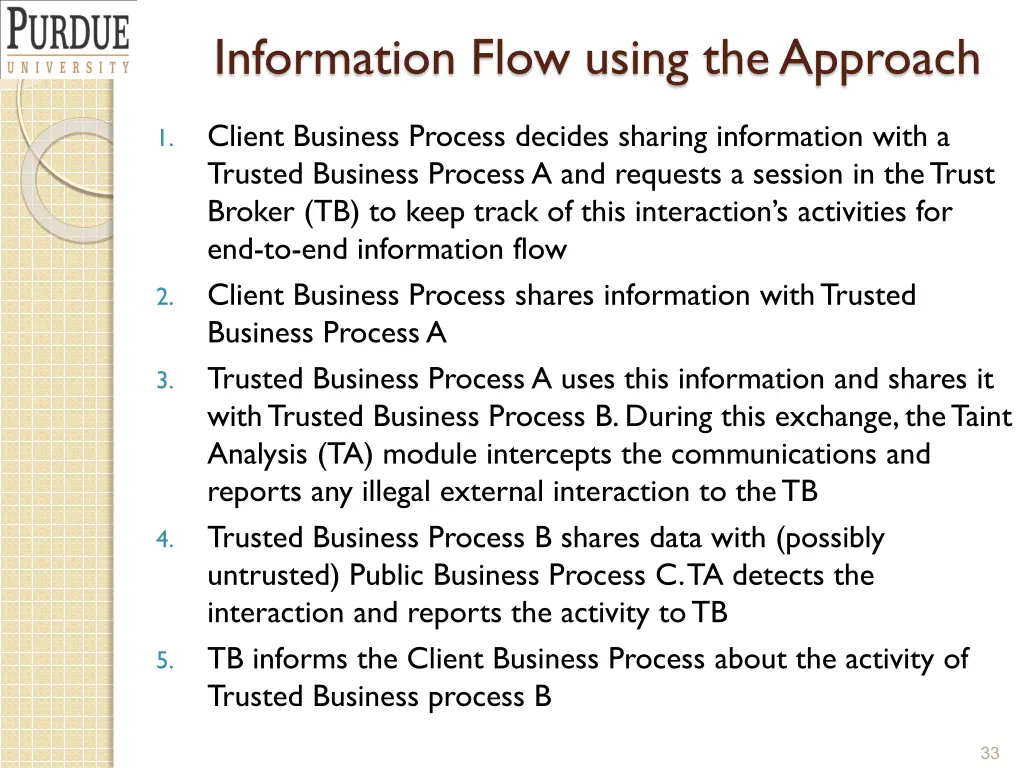 information flow using the approach