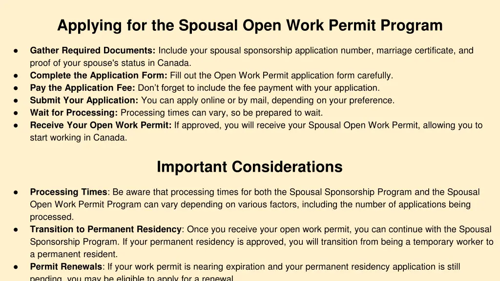 applying for the spousal open work permit program