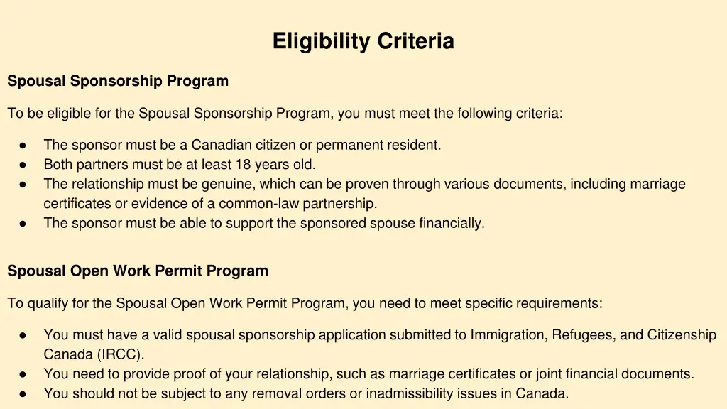 eligibility criteria