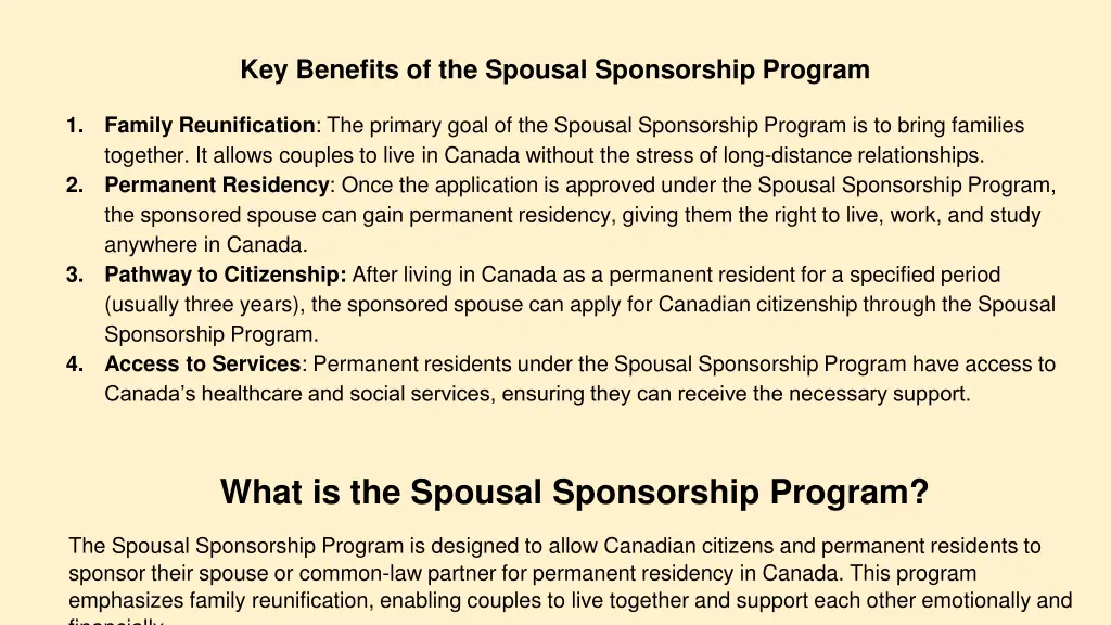 key benefits of the spousal sponsorship program 1