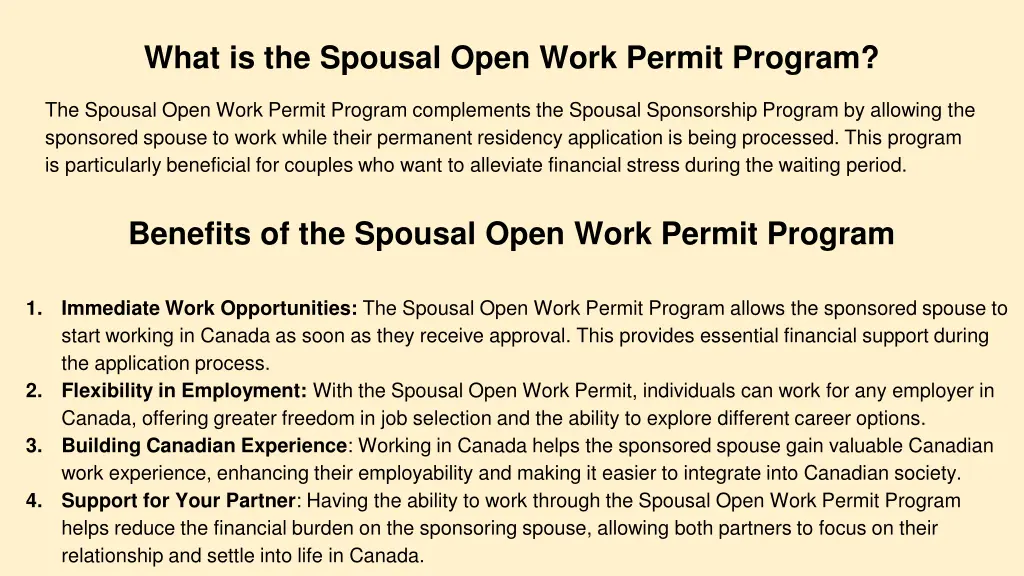 what is the spousal open work permit program