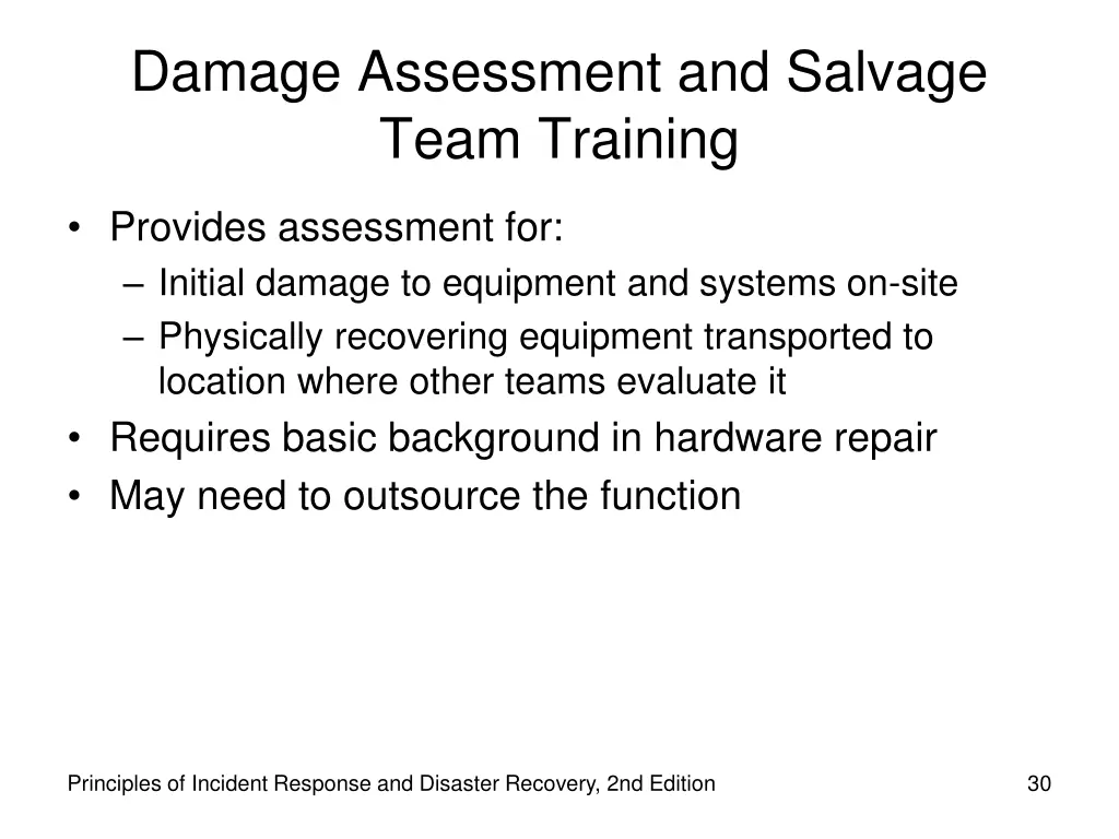 damage assessment and salvage team training