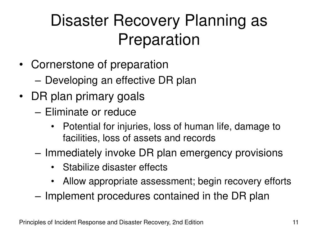 disaster recovery planning as preparation