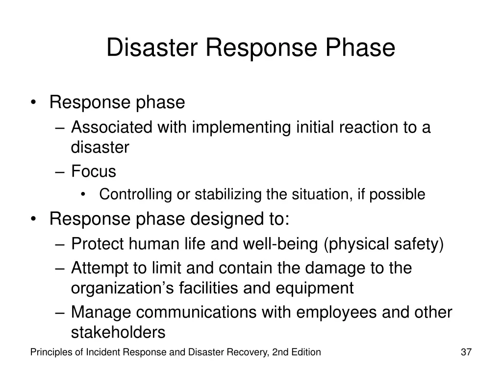 disaster response phase