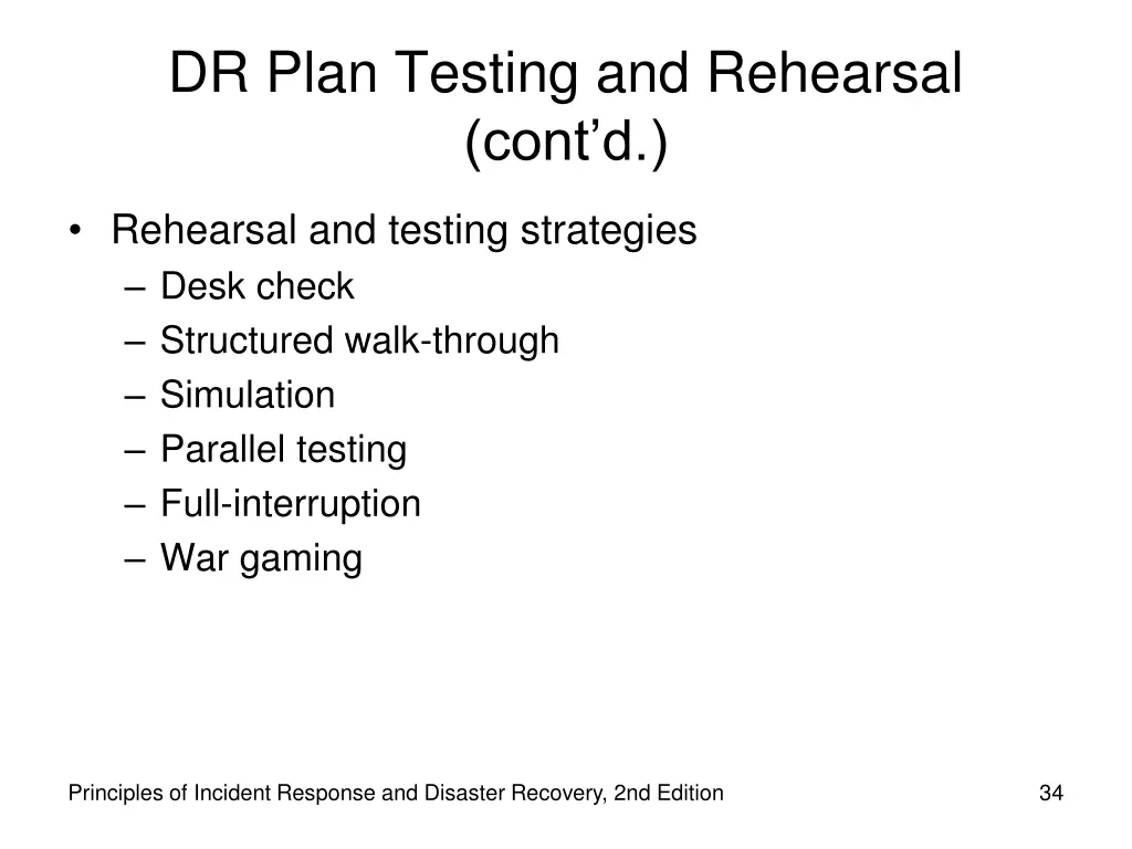 dr plan testing and rehearsal cont d