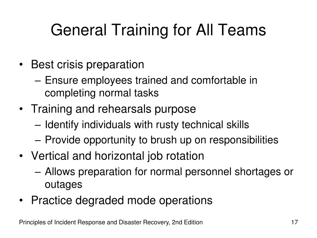 general training for all teams