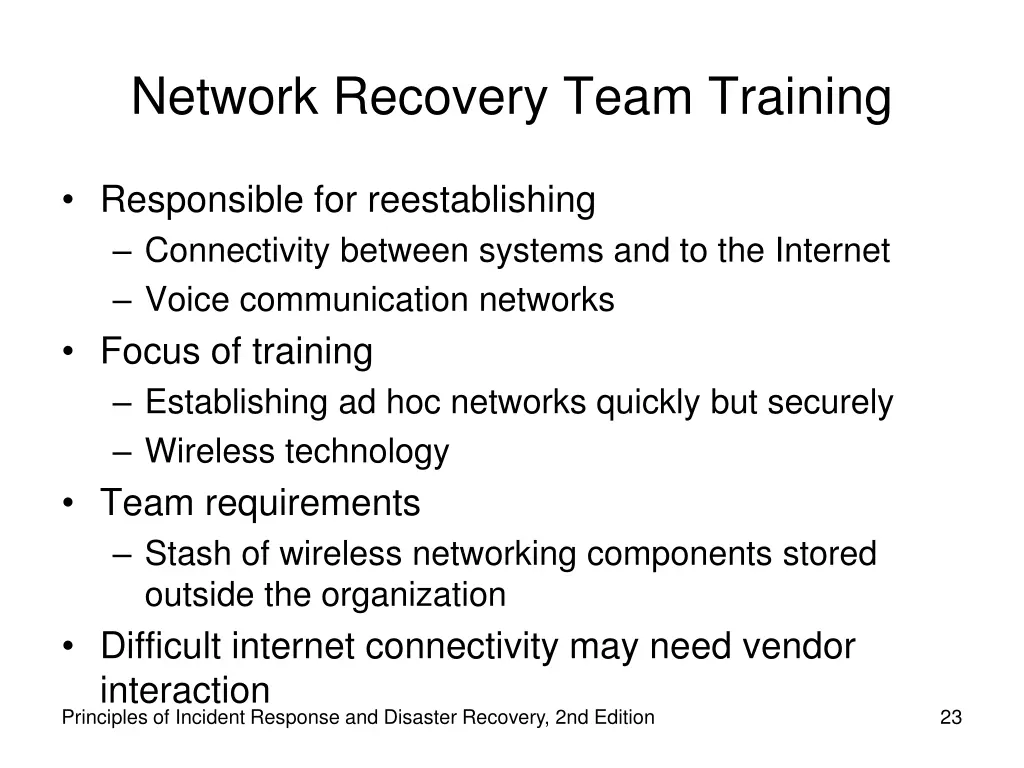 network recovery team training