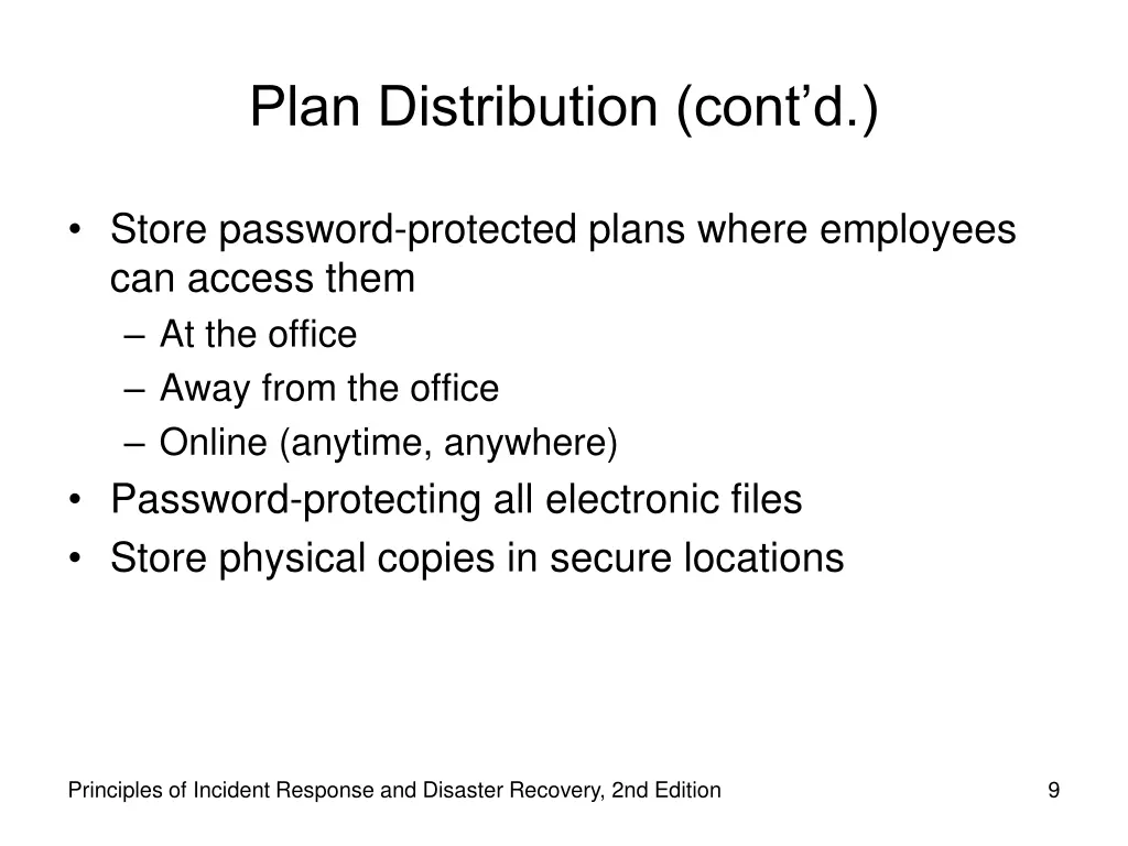 plan distribution cont d