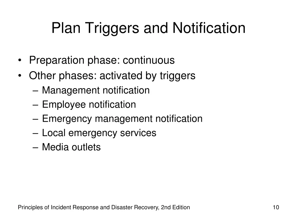 plan triggers and notification