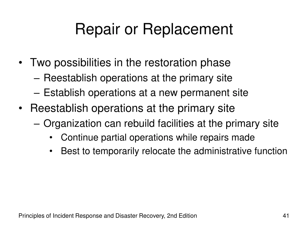 repair or replacement