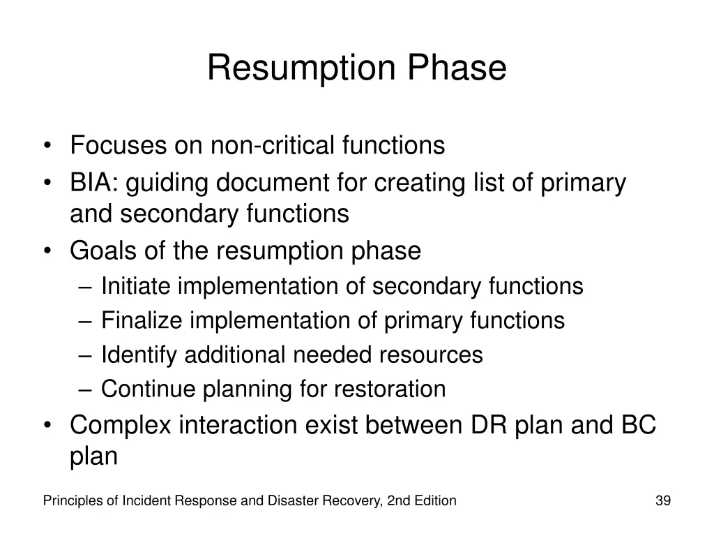 resumption phase