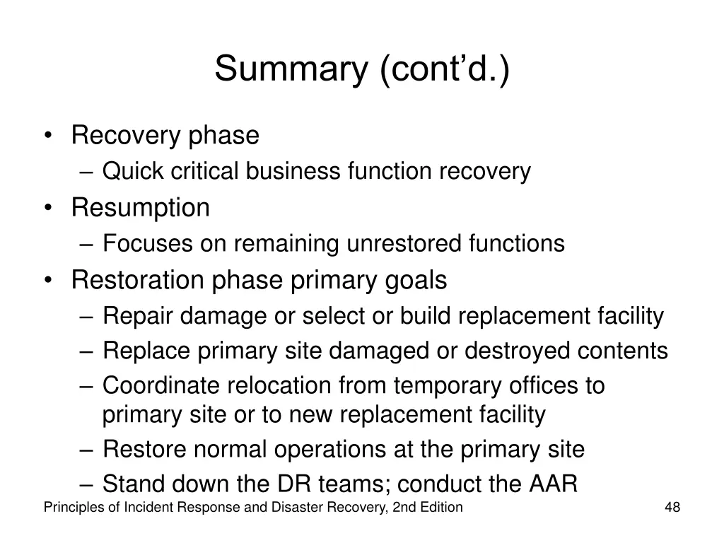 summary cont d