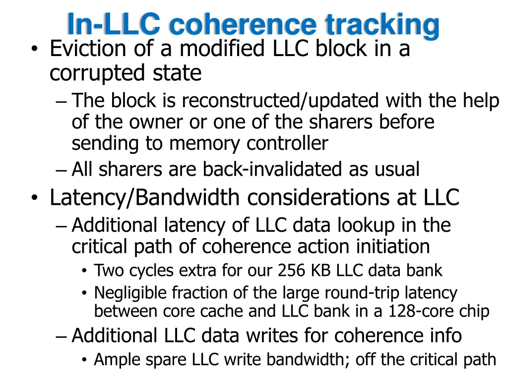 in llc coherence tracking eviction of a modified