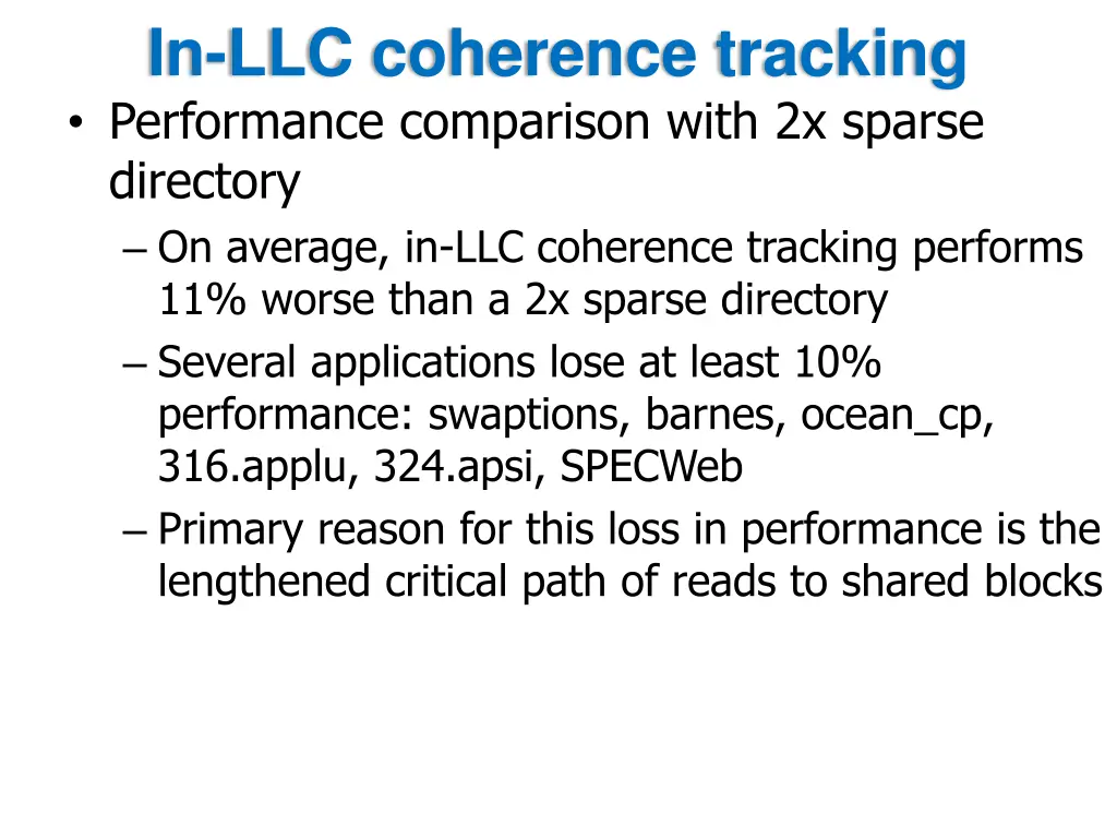 in llc coherence tracking performance comparison