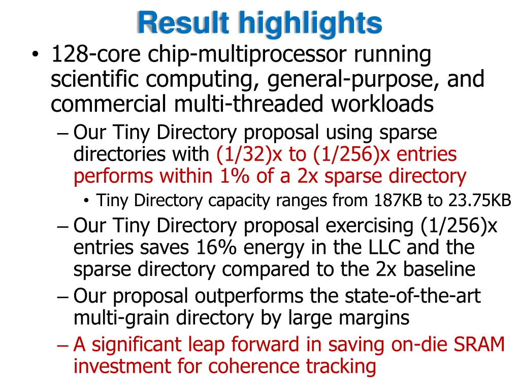 result highlights 128 core chip multiprocessor