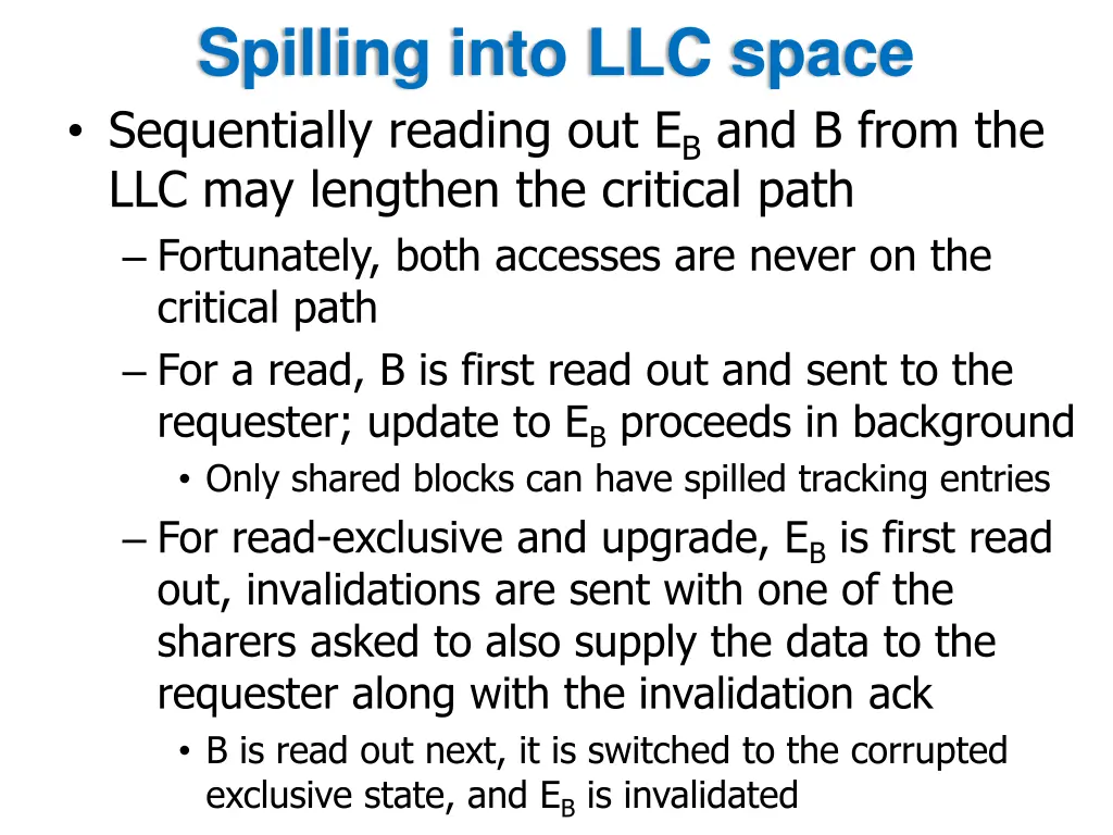 spilling into llc space sequentially reading