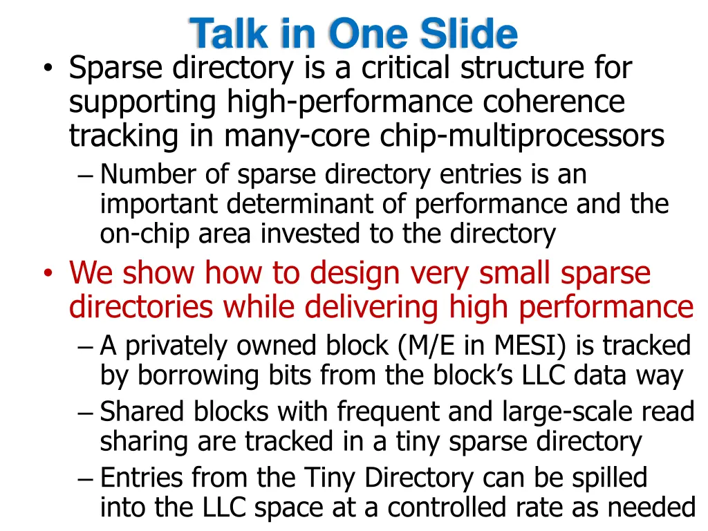 talk in one slide sparse directory is a critical