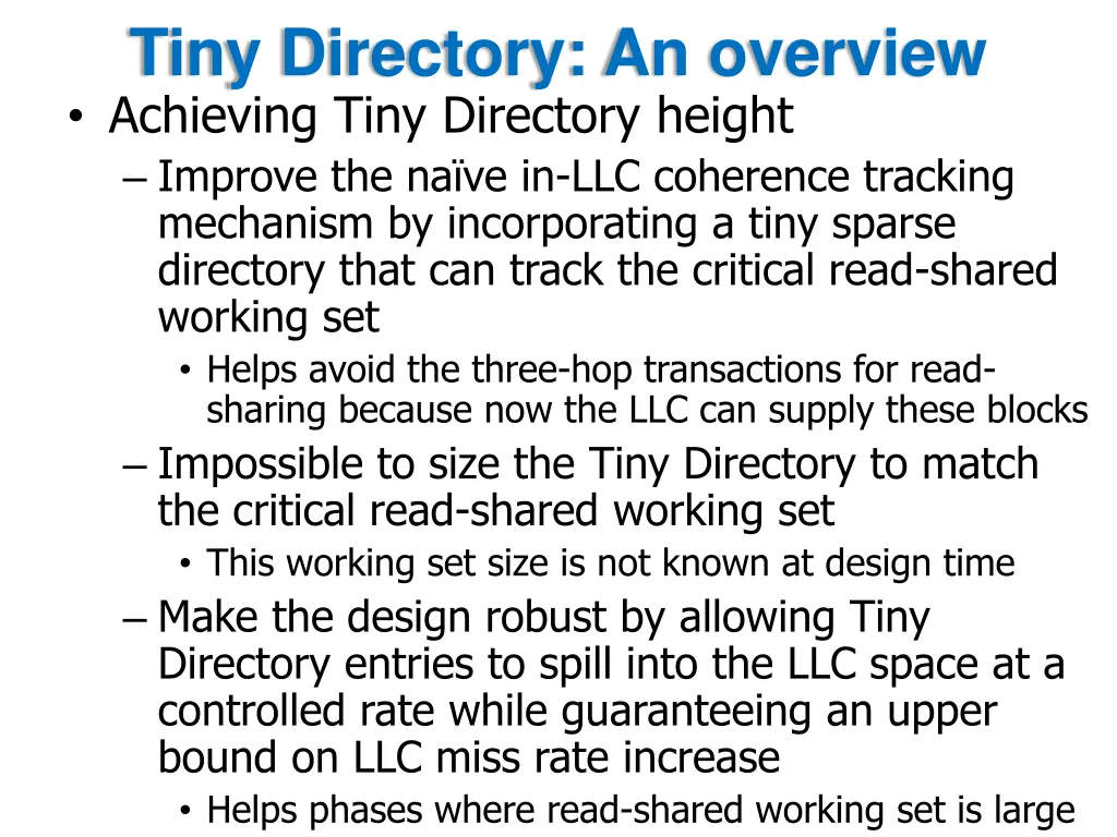 tiny directory an overview achieving tiny 1