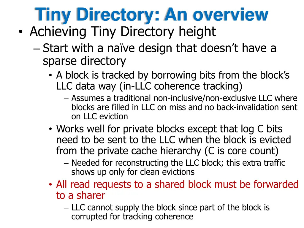 tiny directory an overview achieving tiny