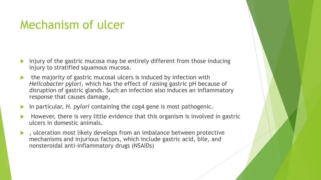 mechanism of ulcer