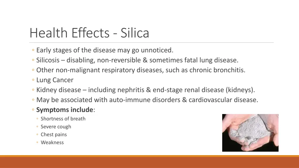 health effects silica