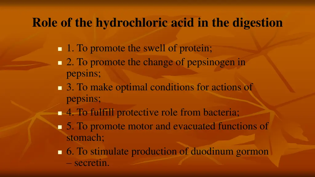 role of the hydrochloric acid in the digestion