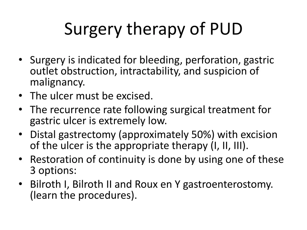 surgery therapy of pud