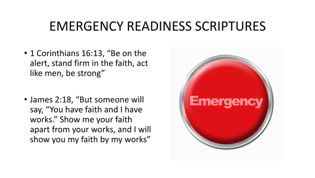 emergency readiness scriptures