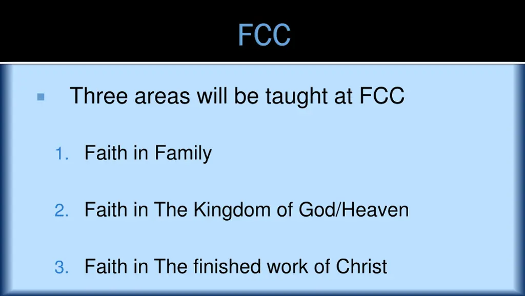 three areas will be taught at fcc