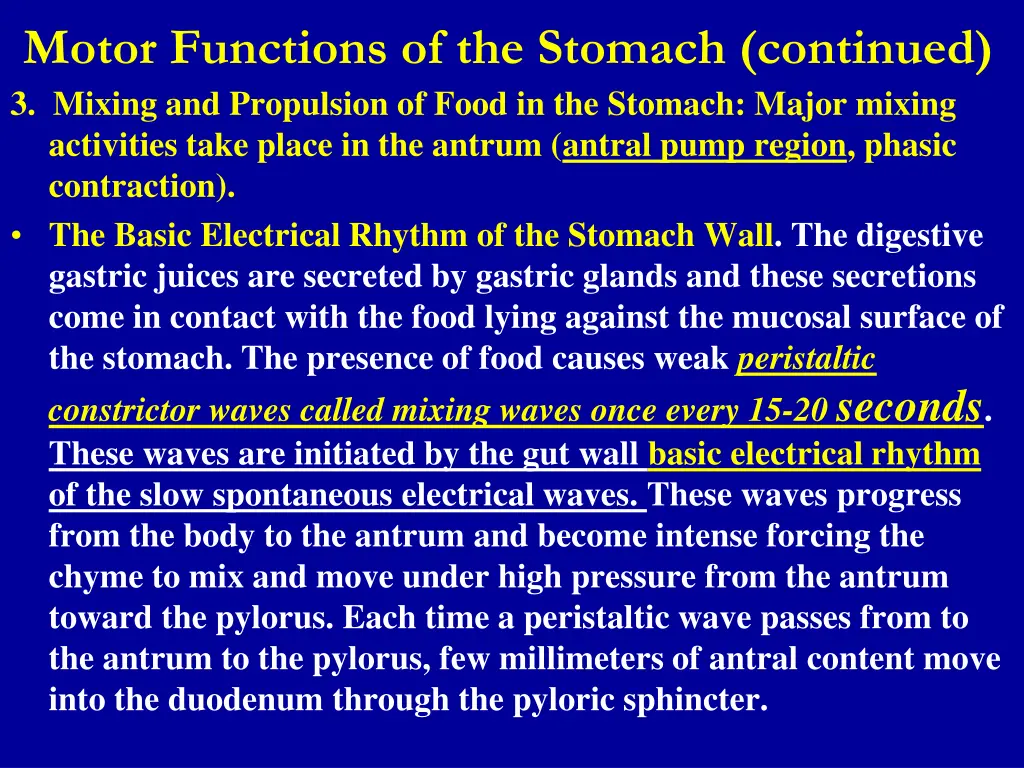 motor functions of the stomach continued 3 mixing