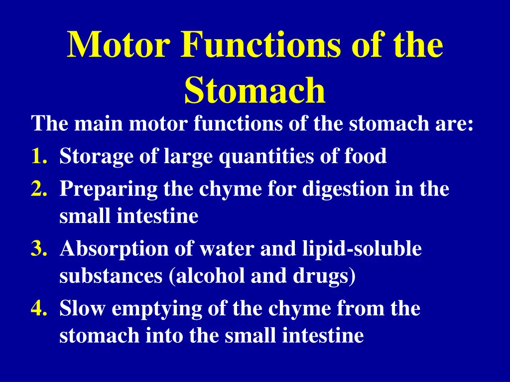 motor functions of the stomach the main motor