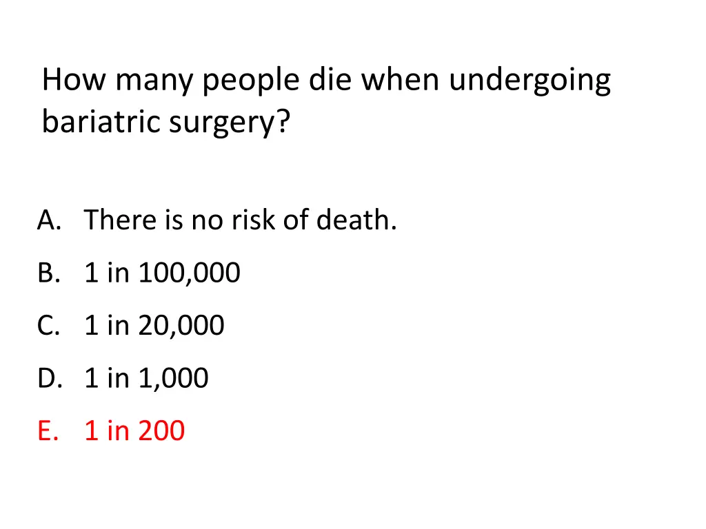 how many people die when undergoing bariatric