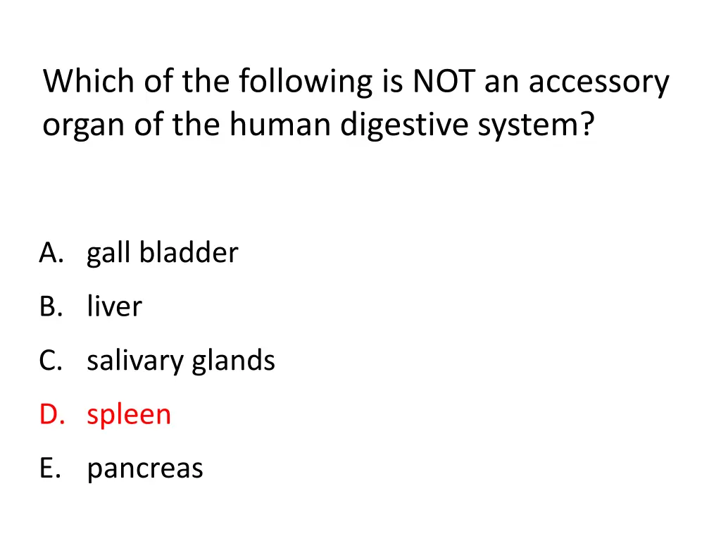 which of the following is not an accessory organ