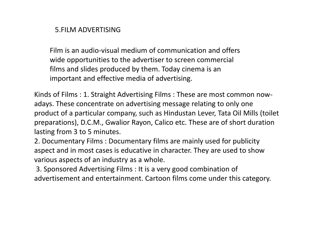 5 film advertising film is an audio visual medium