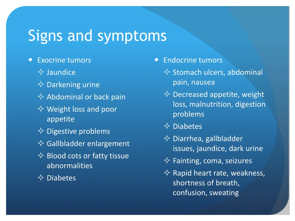 signs and symptoms