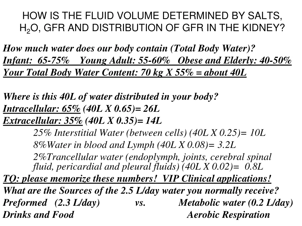 how is the fluid volume determined by salts