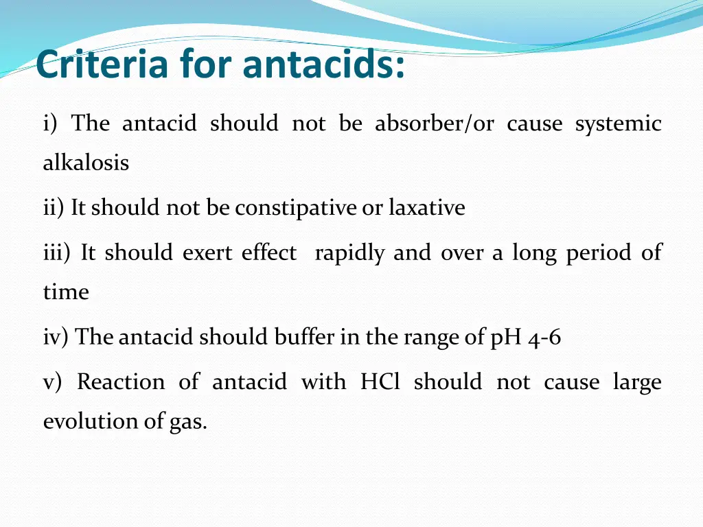 criteria for antacids